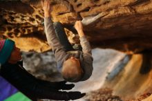 Bouldering in Hueco Tanks on 12/31/2019 with Blue Lizard Climbing and Yoga

Filename: SRM_20191231_1601470.jpg
Aperture: f/1.8
Shutter Speed: 1/125
Body: Canon EOS-1D Mark II
Lens: Canon EF 50mm f/1.8 II