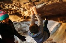 Bouldering in Hueco Tanks on 12/31/2019 with Blue Lizard Climbing and Yoga

Filename: SRM_20191231_1612260.jpg
Aperture: f/1.8
Shutter Speed: 1/80
Body: Canon EOS-1D Mark II
Lens: Canon EF 50mm f/1.8 II