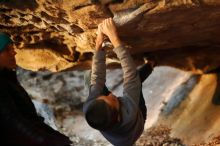 Bouldering in Hueco Tanks on 12/31/2019 with Blue Lizard Climbing and Yoga

Filename: SRM_20191231_1612270.jpg
Aperture: f/1.8
Shutter Speed: 1/100
Body: Canon EOS-1D Mark II
Lens: Canon EF 50mm f/1.8 II