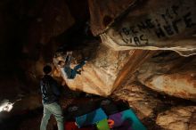 Bouldering in Hueco Tanks on 12/31/2019 with Blue Lizard Climbing and Yoga

Filename: SRM_20191231_1714070.jpg
Aperture: f/8.0
Shutter Speed: 1/250
Body: Canon EOS-1D Mark II
Lens: Canon EF 16-35mm f/2.8 L