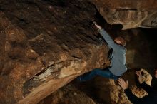 Bouldering in Hueco Tanks on 12/31/2019 with Blue Lizard Climbing and Yoga

Filename: SRM_20191231_1727020.jpg
Aperture: f/5.6
Shutter Speed: 1/250
Body: Canon EOS-1D Mark II
Lens: Canon EF 50mm f/1.8 II