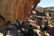 Bouldering in Hueco Tanks on 01/01/2020 with Blue Lizard Climbing and Yoga

Filename: SRM_20200101_1138400.jpg
Aperture: f/8.0
Shutter Speed: 1/250
Body: Canon EOS-1D Mark II
Lens: Canon EF 50mm f/1.8 II