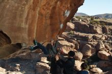 Bouldering in Hueco Tanks on 01/01/2020 with Blue Lizard Climbing and Yoga

Filename: SRM_20200101_1140150.jpg
Aperture: f/8.0
Shutter Speed: 1/250
Body: Canon EOS-1D Mark II
Lens: Canon EF 50mm f/1.8 II