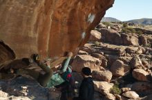 Bouldering in Hueco Tanks on 01/01/2020 with Blue Lizard Climbing and Yoga

Filename: SRM_20200101_1143430.jpg
Aperture: f/8.0
Shutter Speed: 1/250
Body: Canon EOS-1D Mark II
Lens: Canon EF 50mm f/1.8 II