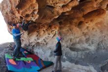 Bouldering in Hueco Tanks on 01/01/2020 with Blue Lizard Climbing and Yoga

Filename: SRM_20200101_1454290.jpg
Aperture: f/5.6
Shutter Speed: 1/250
Body: Canon EOS-1D Mark II
Lens: Canon EF 16-35mm f/2.8 L