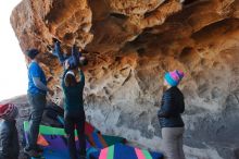 Bouldering in Hueco Tanks on 01/01/2020 with Blue Lizard Climbing and Yoga

Filename: SRM_20200101_1458420.jpg
Aperture: f/5.6
Shutter Speed: 1/250
Body: Canon EOS-1D Mark II
Lens: Canon EF 16-35mm f/2.8 L