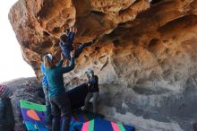 Bouldering in Hueco Tanks on 01/01/2020 with Blue Lizard Climbing and Yoga

Filename: SRM_20200101_1458490.jpg
Aperture: f/5.6
Shutter Speed: 1/250
Body: Canon EOS-1D Mark II
Lens: Canon EF 16-35mm f/2.8 L