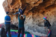 Bouldering in Hueco Tanks on 01/01/2020 with Blue Lizard Climbing and Yoga

Filename: SRM_20200101_1458550.jpg
Aperture: f/5.6
Shutter Speed: 1/250
Body: Canon EOS-1D Mark II
Lens: Canon EF 16-35mm f/2.8 L