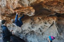 Bouldering in Hueco Tanks on 01/01/2020 with Blue Lizard Climbing and Yoga

Filename: SRM_20200101_1544220.jpg
Aperture: f/3.5
Shutter Speed: 1/250
Body: Canon EOS-1D Mark II
Lens: Canon EF 50mm f/1.8 II