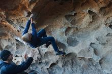 Bouldering in Hueco Tanks on 01/01/2020 with Blue Lizard Climbing and Yoga

Filename: SRM_20200101_1554020.jpg
Aperture: f/3.2
Shutter Speed: 1/250
Body: Canon EOS-1D Mark II
Lens: Canon EF 50mm f/1.8 II