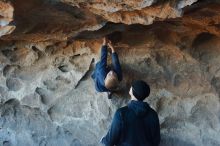 Bouldering in Hueco Tanks on 01/01/2020 with Blue Lizard Climbing and Yoga

Filename: SRM_20200101_1554470.jpg
Aperture: f/4.5
Shutter Speed: 1/250
Body: Canon EOS-1D Mark II
Lens: Canon EF 50mm f/1.8 II