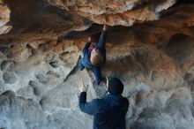 Bouldering in Hueco Tanks on 01/01/2020 with Blue Lizard Climbing and Yoga

Filename: SRM_20200101_1555000.jpg
Aperture: f/4.5
Shutter Speed: 1/250
Body: Canon EOS-1D Mark II
Lens: Canon EF 50mm f/1.8 II