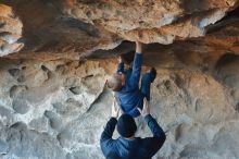 Bouldering in Hueco Tanks on 01/01/2020 with Blue Lizard Climbing and Yoga

Filename: SRM_20200101_1555040.jpg
Aperture: f/3.5
Shutter Speed: 1/250
Body: Canon EOS-1D Mark II
Lens: Canon EF 50mm f/1.8 II