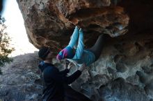 Bouldering in Hueco Tanks on 01/01/2020 with Blue Lizard Climbing and Yoga

Filename: SRM_20200101_1559100.jpg
Aperture: f/7.1
Shutter Speed: 1/250
Body: Canon EOS-1D Mark II
Lens: Canon EF 50mm f/1.8 II