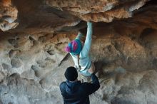 Bouldering in Hueco Tanks on 01/01/2020 with Blue Lizard Climbing and Yoga

Filename: SRM_20200101_1606160.jpg
Aperture: f/4.0
Shutter Speed: 1/250
Body: Canon EOS-1D Mark II
Lens: Canon EF 50mm f/1.8 II