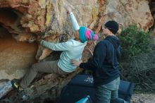 Bouldering in Hueco Tanks on 01/01/2020 with Blue Lizard Climbing and Yoga

Filename: SRM_20200101_1623350.jpg
Aperture: f/4.5
Shutter Speed: 1/320
Body: Canon EOS-1D Mark II
Lens: Canon EF 50mm f/1.8 II