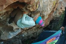 Bouldering in Hueco Tanks on 01/01/2020 with Blue Lizard Climbing and Yoga

Filename: SRM_20200101_1629200.jpg
Aperture: f/3.2
Shutter Speed: 1/320
Body: Canon EOS-1D Mark II
Lens: Canon EF 50mm f/1.8 II