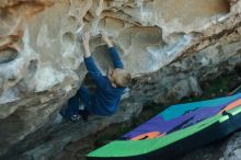 Bouldering in Hueco Tanks on 01/01/2020 with Blue Lizard Climbing and Yoga

Filename: SRM_20200101_1630560.jpg
Aperture: f/2.8
Shutter Speed: 1/250
Body: Canon EOS-1D Mark II
Lens: Canon EF 50mm f/1.8 II