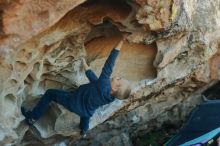 Bouldering in Hueco Tanks on 01/01/2020 with Blue Lizard Climbing and Yoga

Filename: SRM_20200101_1631150.jpg
Aperture: f/2.8
Shutter Speed: 1/250
Body: Canon EOS-1D Mark II
Lens: Canon EF 50mm f/1.8 II