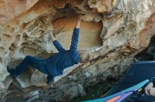 Bouldering in Hueco Tanks on 01/01/2020 with Blue Lizard Climbing and Yoga

Filename: SRM_20200101_1631160.jpg
Aperture: f/2.8
Shutter Speed: 1/250
Body: Canon EOS-1D Mark II
Lens: Canon EF 50mm f/1.8 II