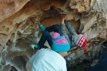 Bouldering in Hueco Tanks on 01/01/2020 with Blue Lizard Climbing and Yoga

Filename: SRM_20200101_1641160.jpg
Aperture: f/4.0
Shutter Speed: 1/250
Body: Canon EOS-1D Mark II
Lens: Canon EF 50mm f/1.8 II