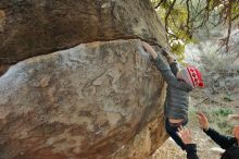 Bouldering in Hueco Tanks on 01/01/2020 with Blue Lizard Climbing and Yoga

Filename: SRM_20200101_1741000.jpg
Aperture: f/3.2
Shutter Speed: 1/250
Body: Canon EOS-1D Mark II
Lens: Canon EF 16-35mm f/2.8 L