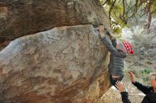 Bouldering in Hueco Tanks on 01/01/2020 with Blue Lizard Climbing and Yoga

Filename: SRM_20200101_1741020.jpg
Aperture: f/3.2
Shutter Speed: 1/250
Body: Canon EOS-1D Mark II
Lens: Canon EF 16-35mm f/2.8 L