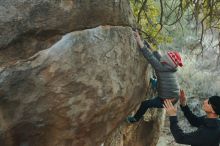 Bouldering in Hueco Tanks on 01/01/2020 with Blue Lizard Climbing and Yoga

Filename: SRM_20200101_1744120.jpg
Aperture: f/2.8
Shutter Speed: 1/250
Body: Canon EOS-1D Mark II
Lens: Canon EF 50mm f/1.8 II