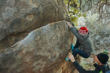 Bouldering in Hueco Tanks on 01/01/2020 with Blue Lizard Climbing and Yoga

Filename: SRM_20200101_1751530.jpg
Aperture: f/2.8
Shutter Speed: 1/200
Body: Canon EOS-1D Mark II
Lens: Canon EF 50mm f/1.8 II