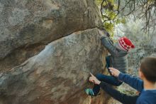 Bouldering in Hueco Tanks on 01/01/2020 with Blue Lizard Climbing and Yoga

Filename: SRM_20200101_1751540.jpg
Aperture: f/2.8
Shutter Speed: 1/200
Body: Canon EOS-1D Mark II
Lens: Canon EF 50mm f/1.8 II