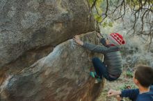 Bouldering in Hueco Tanks on 01/01/2020 with Blue Lizard Climbing and Yoga

Filename: SRM_20200101_1752050.jpg
Aperture: f/3.2
Shutter Speed: 1/200
Body: Canon EOS-1D Mark II
Lens: Canon EF 50mm f/1.8 II