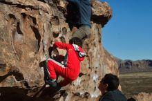 Bouldering in Hueco Tanks on 01/03/2020 with Blue Lizard Climbing and Yoga

Filename: SRM_20200103_1051380.jpg
Aperture: f/6.3
Shutter Speed: 1/400
Body: Canon EOS-1D Mark II
Lens: Canon EF 50mm f/1.8 II