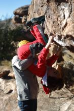 Bouldering in Hueco Tanks on 01/03/2020 with Blue Lizard Climbing and Yoga

Filename: SRM_20200103_1108270.jpg
Aperture: f/4.0
Shutter Speed: 1/400
Body: Canon EOS-1D Mark II
Lens: Canon EF 50mm f/1.8 II