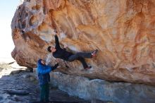 Bouldering in Hueco Tanks on 01/03/2020 with Blue Lizard Climbing and Yoga

Filename: SRM_20200103_1242560.jpg
Aperture: f/5.0
Shutter Speed: 1/400
Body: Canon EOS-1D Mark II
Lens: Canon EF 16-35mm f/2.8 L