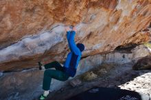 Bouldering in Hueco Tanks on 01/03/2020 with Blue Lizard Climbing and Yoga

Filename: SRM_20200103_1300040.jpg
Aperture: f/5.6
Shutter Speed: 1/320
Body: Canon EOS-1D Mark II
Lens: Canon EF 16-35mm f/2.8 L