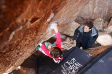 Bouldering in Hueco Tanks on 01/03/2020 with Blue Lizard Climbing and Yoga

Filename: SRM_20200103_1415160.jpg
Aperture: f/2.8
Shutter Speed: 1/160
Body: Canon EOS-1D Mark II
Lens: Canon EF 16-35mm f/2.8 L