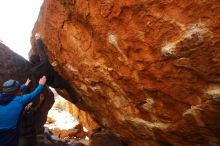 Bouldering in Hueco Tanks on 01/03/2020 with Blue Lizard Climbing and Yoga

Filename: SRM_20200103_1525240.jpg
Aperture: f/5.0
Shutter Speed: 1/250
Body: Canon EOS-1D Mark II
Lens: Canon EF 16-35mm f/2.8 L