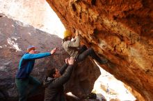 Bouldering in Hueco Tanks on 01/03/2020 with Blue Lizard Climbing and Yoga

Filename: SRM_20200103_1553410.jpg
Aperture: f/4.0
Shutter Speed: 1/250
Body: Canon EOS-1D Mark II
Lens: Canon EF 16-35mm f/2.8 L