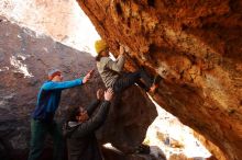 Bouldering in Hueco Tanks on 01/03/2020 with Blue Lizard Climbing and Yoga

Filename: SRM_20200103_1553460.jpg
Aperture: f/4.0
Shutter Speed: 1/250
Body: Canon EOS-1D Mark II
Lens: Canon EF 16-35mm f/2.8 L