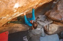 Bouldering in Hueco Tanks on 01/03/2020 with Blue Lizard Climbing and Yoga

Filename: SRM_20200103_1619400.jpg
Aperture: f/2.2
Shutter Speed: 1/250
Body: Canon EOS-1D Mark II
Lens: Canon EF 50mm f/1.8 II