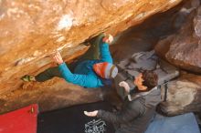 Bouldering in Hueco Tanks on 01/03/2020 with Blue Lizard Climbing and Yoga

Filename: SRM_20200103_1619540.jpg
Aperture: f/2.8
Shutter Speed: 1/250
Body: Canon EOS-1D Mark II
Lens: Canon EF 50mm f/1.8 II