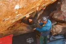 Bouldering in Hueco Tanks on 01/03/2020 with Blue Lizard Climbing and Yoga

Filename: SRM_20200103_1627100.jpg
Aperture: f/2.8
Shutter Speed: 1/250
Body: Canon EOS-1D Mark II
Lens: Canon EF 50mm f/1.8 II