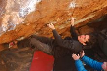 Bouldering in Hueco Tanks on 01/03/2020 with Blue Lizard Climbing and Yoga

Filename: SRM_20200103_1627310.jpg
Aperture: f/4.0
Shutter Speed: 1/250
Body: Canon EOS-1D Mark II
Lens: Canon EF 50mm f/1.8 II