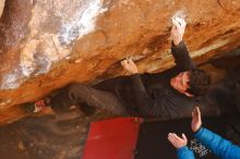 Bouldering in Hueco Tanks on 01/03/2020 with Blue Lizard Climbing and Yoga

Filename: SRM_20200103_1627321.jpg
Aperture: f/4.0
Shutter Speed: 1/250
Body: Canon EOS-1D Mark II
Lens: Canon EF 50mm f/1.8 II