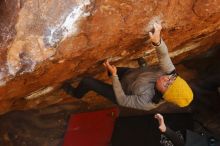 Bouldering in Hueco Tanks on 01/03/2020 with Blue Lizard Climbing and Yoga

Filename: SRM_20200103_1631251.jpg
Aperture: f/5.0
Shutter Speed: 1/250
Body: Canon EOS-1D Mark II
Lens: Canon EF 50mm f/1.8 II