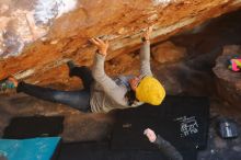 Bouldering in Hueco Tanks on 01/03/2020 with Blue Lizard Climbing and Yoga

Filename: SRM_20200103_1658520.jpg
Aperture: f/3.2
Shutter Speed: 1/250
Body: Canon EOS-1D Mark II
Lens: Canon EF 50mm f/1.8 II