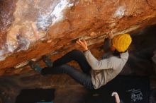 Bouldering in Hueco Tanks on 01/03/2020 with Blue Lizard Climbing and Yoga

Filename: SRM_20200103_1658550.jpg
Aperture: f/4.0
Shutter Speed: 1/250
Body: Canon EOS-1D Mark II
Lens: Canon EF 50mm f/1.8 II