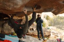 Bouldering in Hueco Tanks on 01/02/2020 with Blue Lizard Climbing and Yoga

Filename: SRM_20200102_1136270.jpg
Aperture: f/3.2
Shutter Speed: 1/250
Body: Canon EOS-1D Mark II
Lens: Canon EF 50mm f/1.8 II