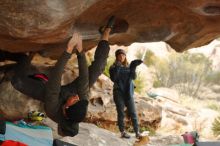 Bouldering in Hueco Tanks on 01/02/2020 with Blue Lizard Climbing and Yoga

Filename: SRM_20200102_1136290.jpg
Aperture: f/3.2
Shutter Speed: 1/250
Body: Canon EOS-1D Mark II
Lens: Canon EF 50mm f/1.8 II