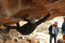 Bouldering in Hueco Tanks on 01/02/2020 with Blue Lizard Climbing and Yoga

Filename: SRM_20200102_1144090.jpg
Aperture: f/3.2
Shutter Speed: 1/250
Body: Canon EOS-1D Mark II
Lens: Canon EF 50mm f/1.8 II